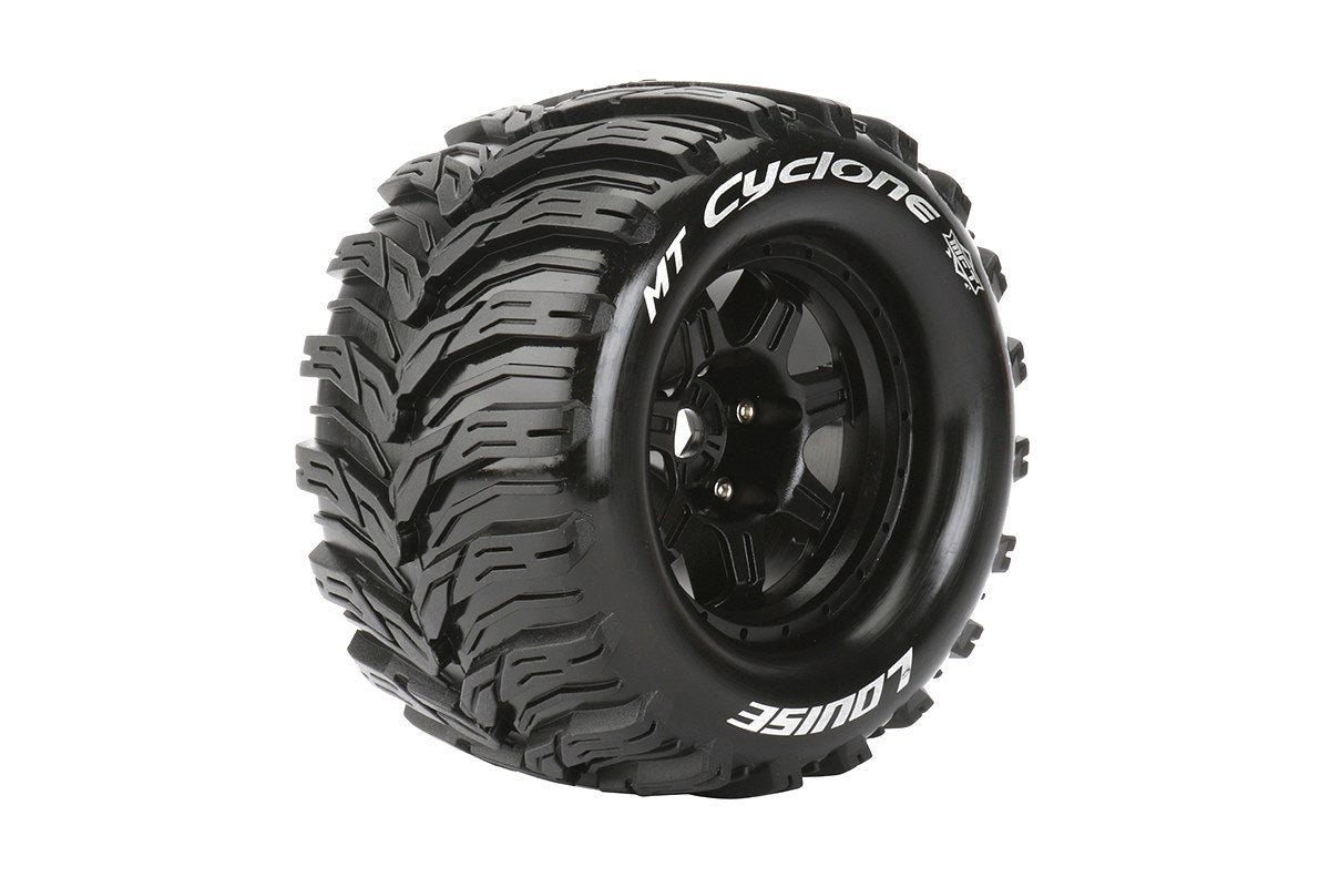 L-T3323BH Neumáticos y ruedas Louise 3.8" 1/8 MT-Cyclone Sport Black 1/2" offset HEX 17 mm con cinturón (MFT) (2)