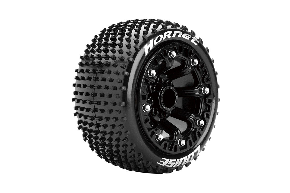 L-T3172SB Louise Tires & Wheels 1/16 ST-Hornet  Front/Rear Soft Black Rim Hex 12mm  (2)