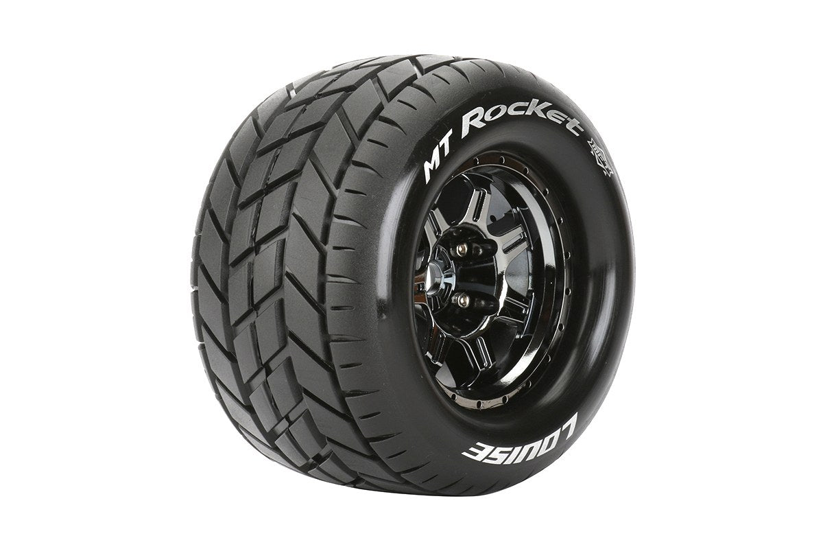 L-T3320BC  Louise Tires & Wheels 3.8" 1/8 MT-Rocket Sport Black Chrome  0" offset HEX 17mm Belted (MFT) (2)