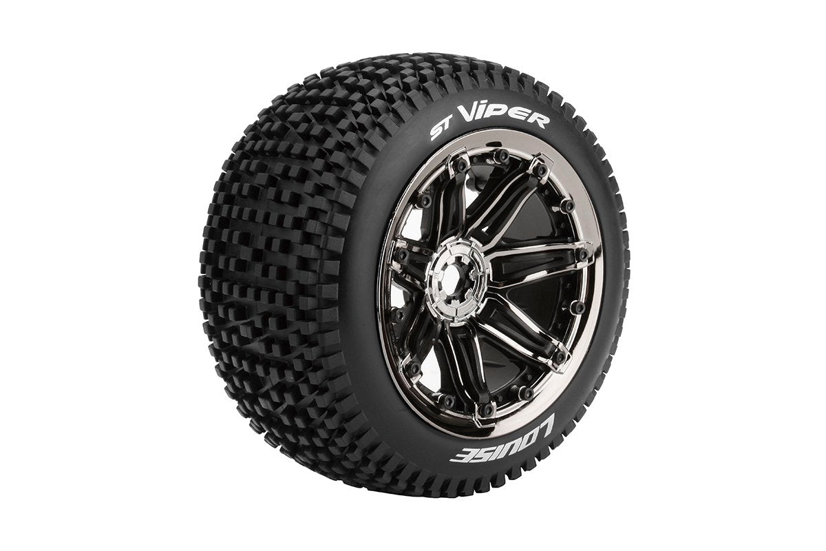 L-T3289BC Louise Tires & Wheels 1/8 ST-Viper Soft Black Chrome 17mm  (2)