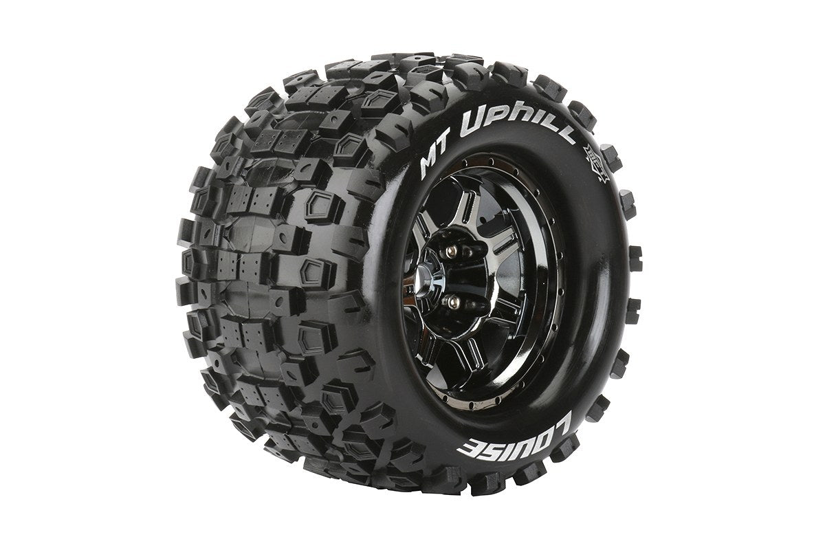 L-T3322BC  Louise Tires & Wheels 3.8" 1/8 MT-Uphill Sport Black Chrome  0" offset HEX 17mm Belted (MFT) (2)