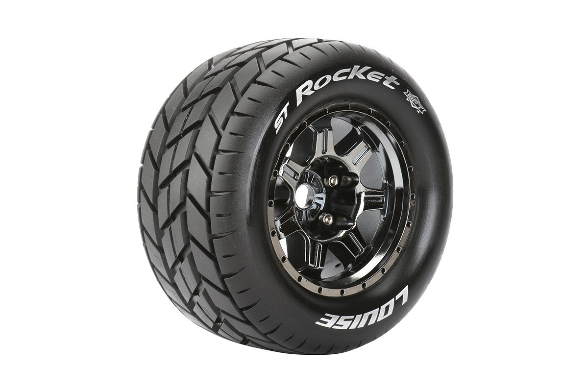 L-T3324BCH Louise Tires &amp; Wheels 1/8 ST-Rocket Sport Noir Chrome 1/2" offset HEX 17mm Ceinturé (MFT) (2)