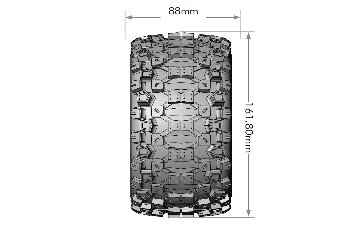 L-T3326BH  Louise Tires & Wheels 1/8 ST-Uphill Sport Black 1/2" offset HEX 17mm Belted (MFT) (2)