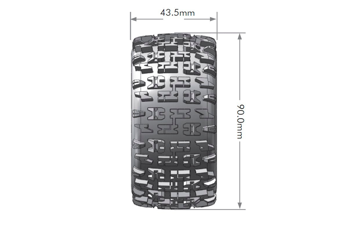 L-T3278SB Louise Tires &amp; Wheels 1/16 ST-Pioneer Jante noire souple avant/arrière Hex 12 mm (2) 