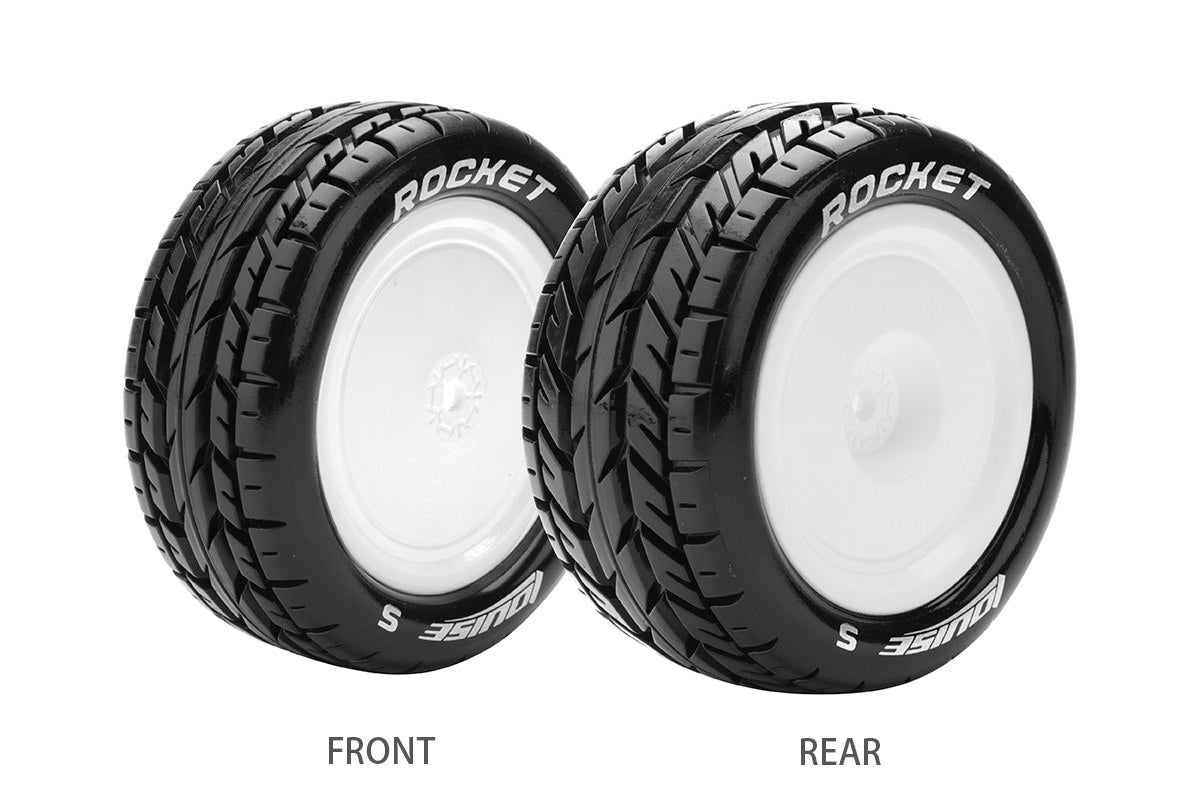 L-T3186SWKF Pneus et roues Louise 1/10 E-ROCKET 4WD/Avant Blanc souple 12 mm (2) 