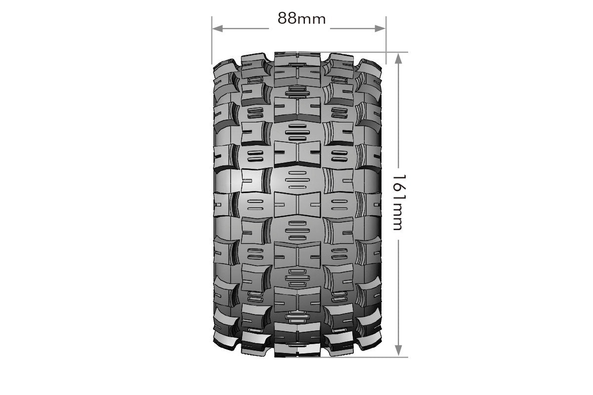 L-T3327BH  Louise Tires & Wheels 1/8 ST-Mcross Sport Black 1/2" offset HEX 17mm Belted (MFT) (2)