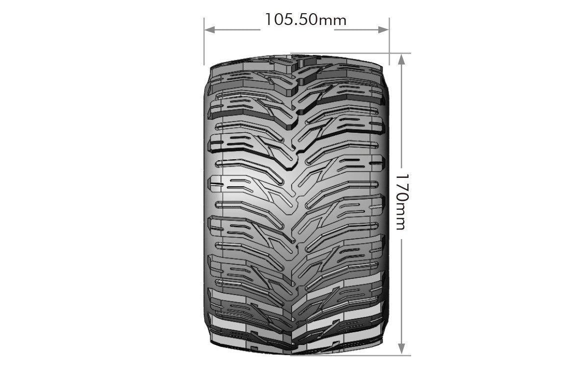 L-T3323BCH Pneus et roues Louise 3,8" 1/8 MT-Cyclone Sport Noir Chrome 1/2" déport HEX 17 mm avec ceinture (MFT) (2)