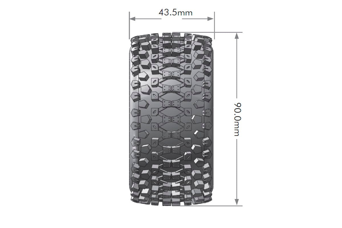 L-T3279SBC Louise Tires & Wheels 1/16 ST-Uphill  Front/Rear Soft Black Chrome Rim Hex 12mm  (2)