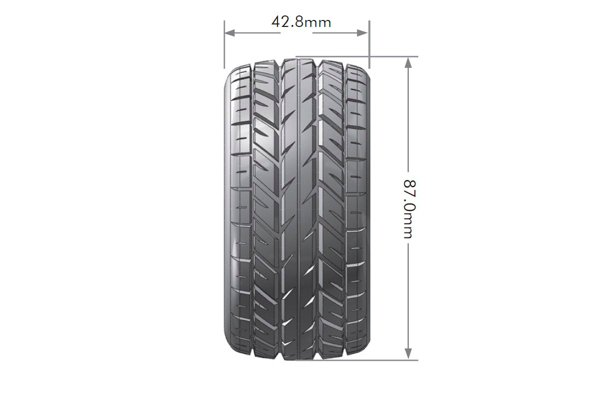 L-T3188SBC Louise Tires & Wheels 1/16 ST-Rocket  Front/Rear Soft Black Chrome Rim Hex 12mm  (2)