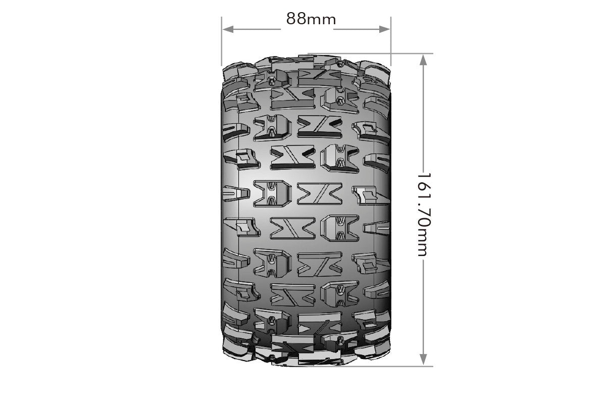 L-T3325BCH  Louise Tires & Wheels 1/8 ST-Pioneer Sport Black Chrome 1/2" offset HEX 17mm Belted (MFT) (2)
