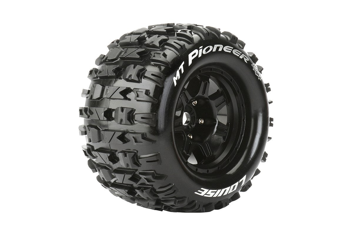 L-T3321BH  Louise Tires & Wheels 3.8" 1/8 MT-Pioneer Sport Black  1/2" offset HEX 17mm Belted (MFT) (2)