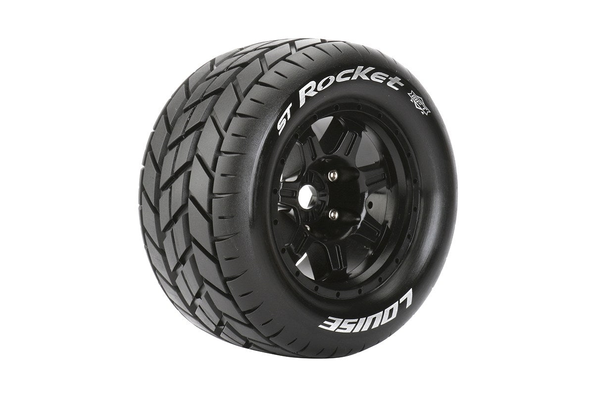 L-T3324B  Louise Tires & Wheels 3.8" 1/8 ST-Rocket Sport Black 0" offset HEX 17mm Belted (MFT) (2)