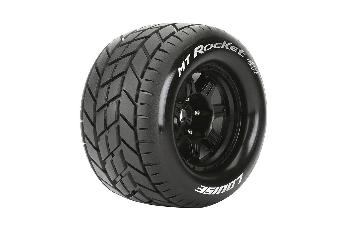 L-T3320BH  Louise Tires & Wheels 3.8" 1/8 MT-Rocket Sport Black  1/2" offset HEX 17mm Belted (MFT) (2)