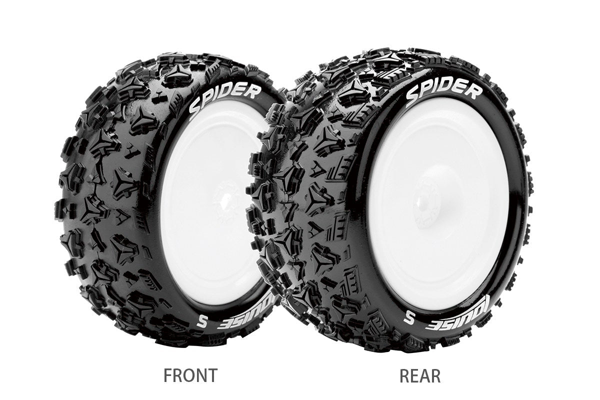 L-T3200SWKR Louise Pneus &amp; Roues 1/10 E-SPIDER 4WD/Arrière Souple Blanc 12mm (2) 
