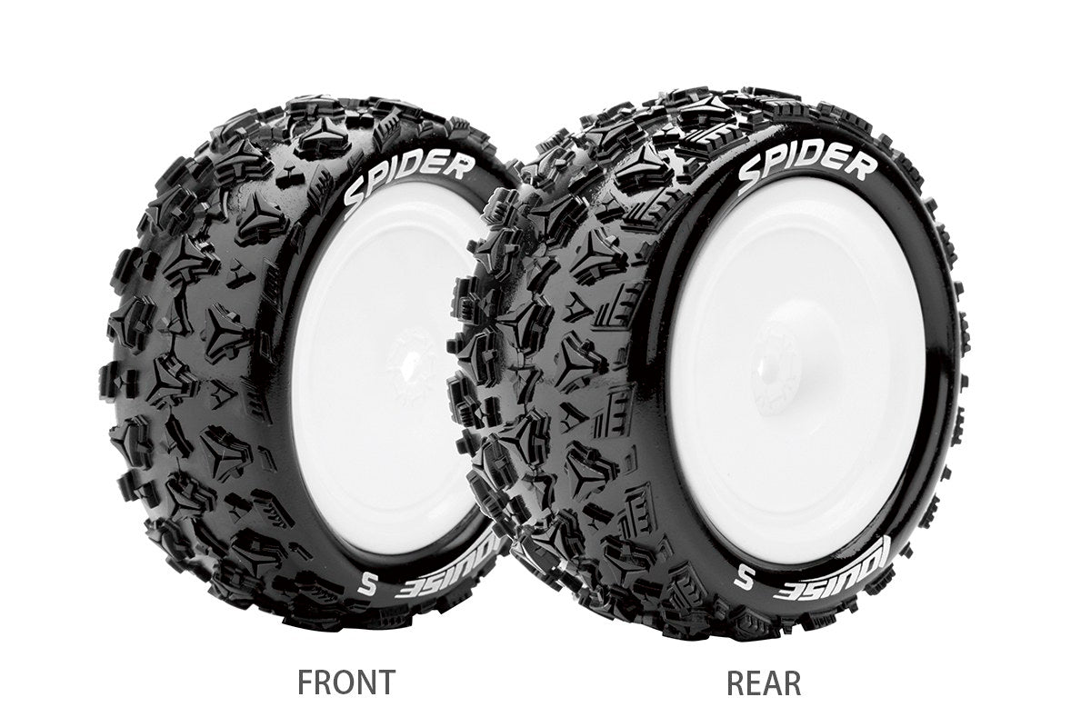 L-T3200SWKR Louise Pneus &amp; Roues 1/10 E-SPIDER 4WD/Arrière Souple Blanc 12mm (2) 