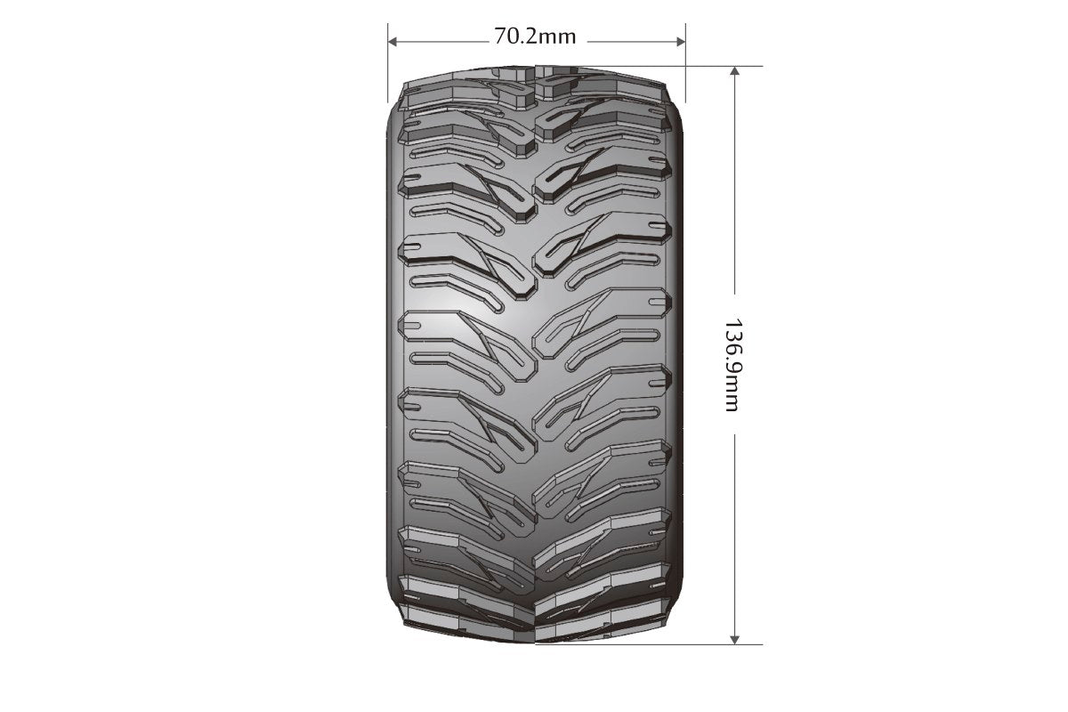 L-T3310SBH Louise Tires &amp; Wheels Beadlock 2,8" 1/10 MT-CYCLONE Souple Noir 1/2 offset HEX 12mm Ceinturé (MFT) (2)