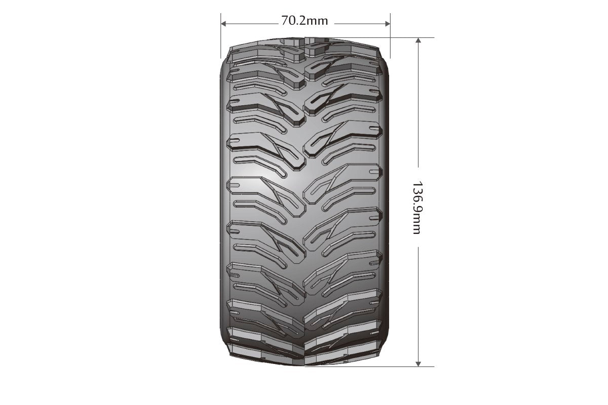 L-T3310SB  Louise Tires & Wheels Beadlock 2.8"  1/10 MT-CYCLONE Soft Black 0 offset HEX 12mm Belted (MFT) (2)