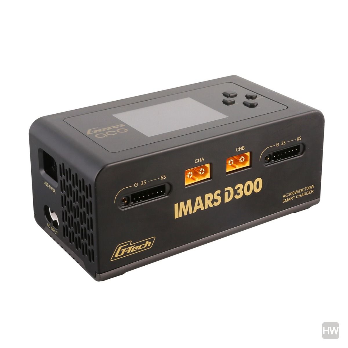 GEA300WD300-UB Gens Ace IMARS D300 G-Tech AC/DC 15A x 2 Batterr Charger Black