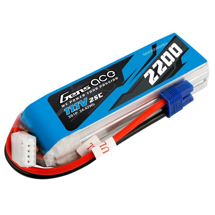 GEA3S220025E3 Gens Ace 2200mAh 11.1V 3S 11.1V 25C Lipo Battery Pack With EC3 Plug For RC Plane