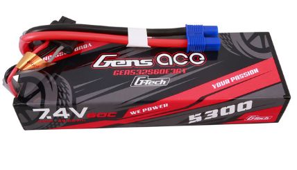 GEA532S60E3GT Gens Ace G-Tech 5300mAh 2S 7.4V 60C LiPo EC3 Plug