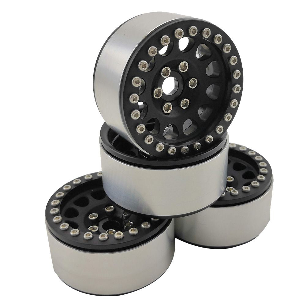HDTCW01908B Hobby Details 1.9" Aluminum Wheels - M105 Black(4)(Black Ring)