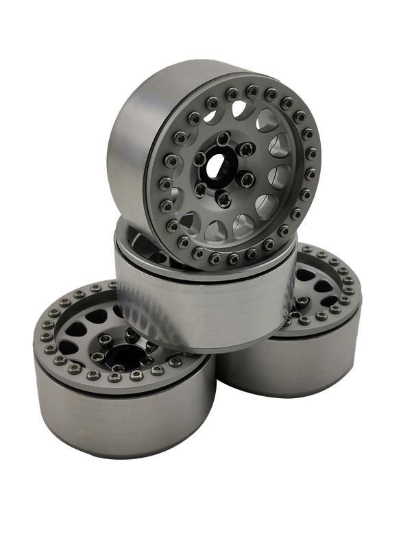 HDTCW01909B Hobby Details 1.9" Aluminum Wheels - M105 Silver(4)(Silver Ring)