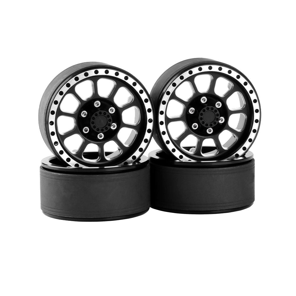 HDTCW03003B Hobby Details 1.9" Aluminum Wheels - Flower 10 Style(4)(Black)