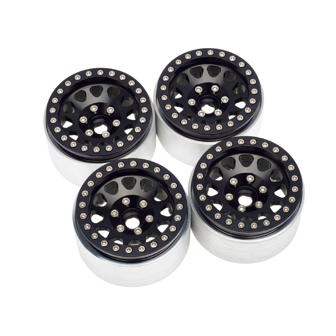 HDTCW03014A Hobby Details 1.9" Aluminum Triangle Beadlock Wheels - Black (4)