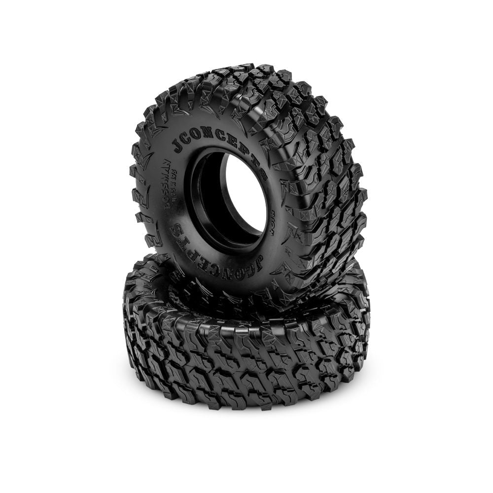 Pneu JConcepts Bossman Green Com. Classe 2, 1,9" (4,8 cm) et diamètre extérieur 4,75" (11 cm).