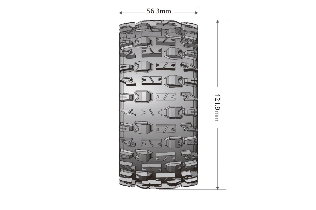 L-T3312SBC Louise Tires & Wheels Beadlock 2.8"  1/10 ST-PIONEER Soft Black Chrome 0 offset HEX 12mm Belted (MFT) (2)