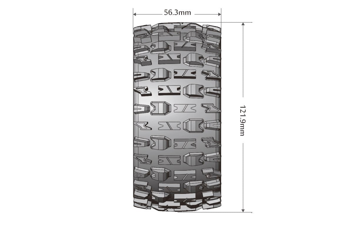 L-T3312SB Louise Tires & Wheels Beadlock 2.8"  1/10 ST-PIONEER Soft Black 0 offset HEX 12mm Belted (MFT) (2)