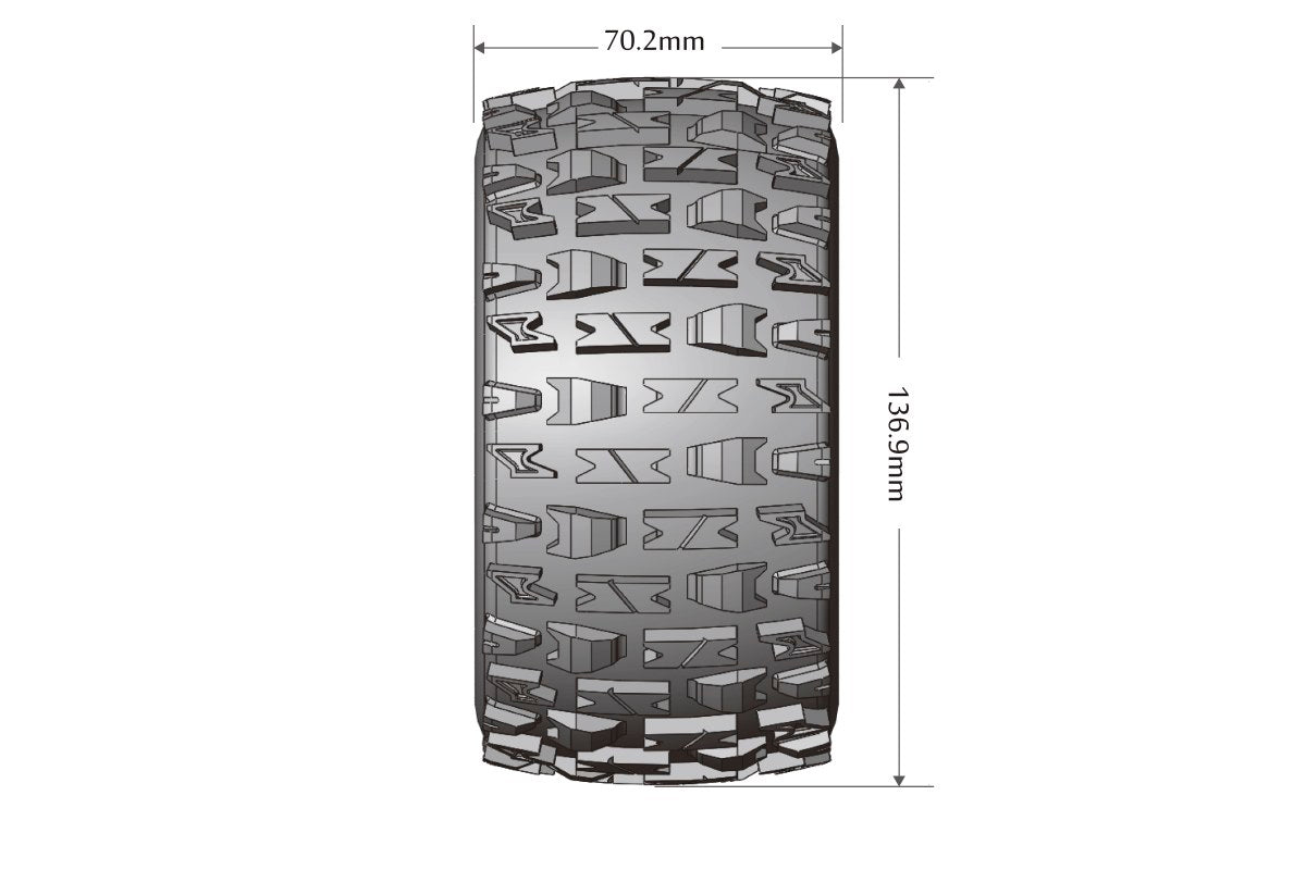 L-T3308SB Louise Tires &amp; Wheels Beadlock 2.8" 1/10 MT-PIONEER Soft Black 0 offset HEX 12mm Ceinturé (MFT) (2)