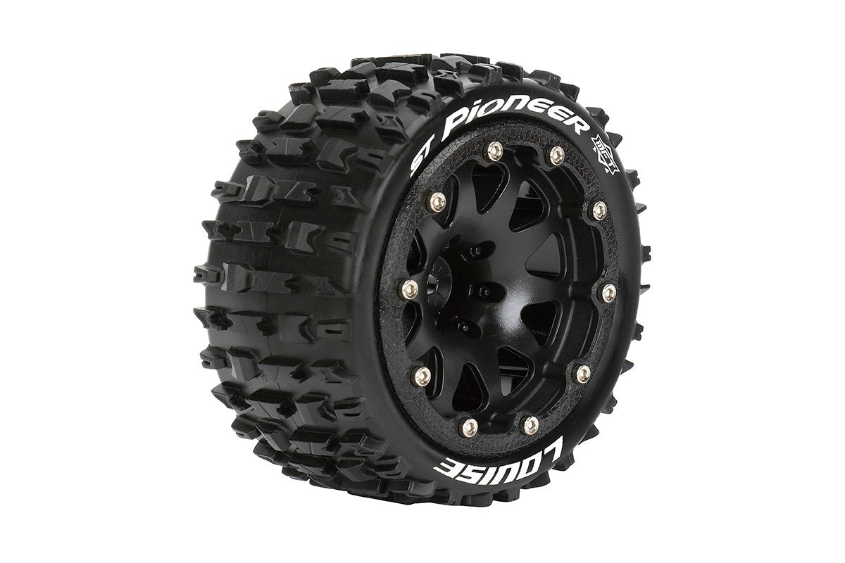 L-T3312SBM Louise Tires & Wheels Beadlock 2.8"  1/10 ST-PIONEER Soft Black  Arrma offset HEX 14mm Belted (MFT) (2)