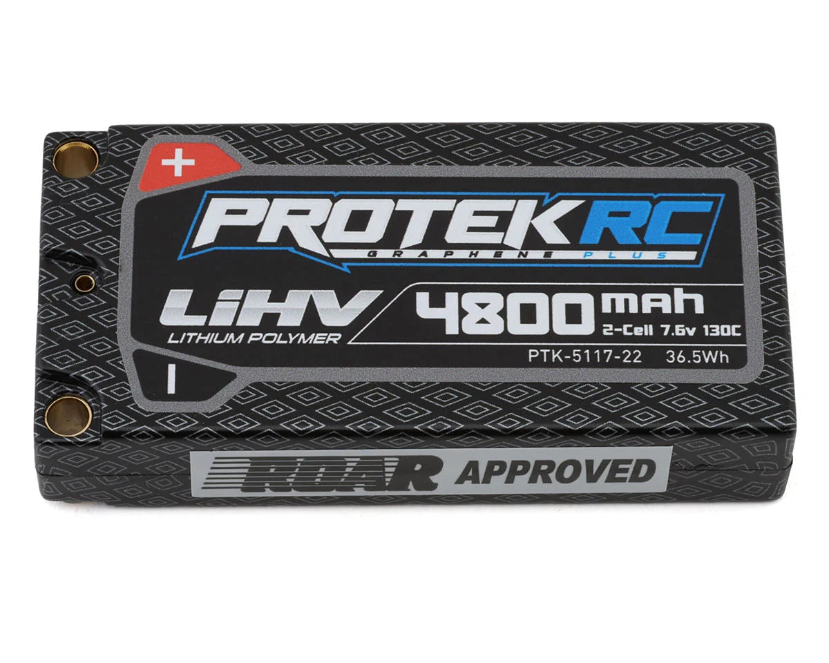 PTK-5117-22 ProTek RC 2S 130C Low IR Si-Graphene + HV LCG Shorty LiPo Batterie (7,6 V/4800 mAh) avec connecteurs 5 mm (approuvé ROAR)