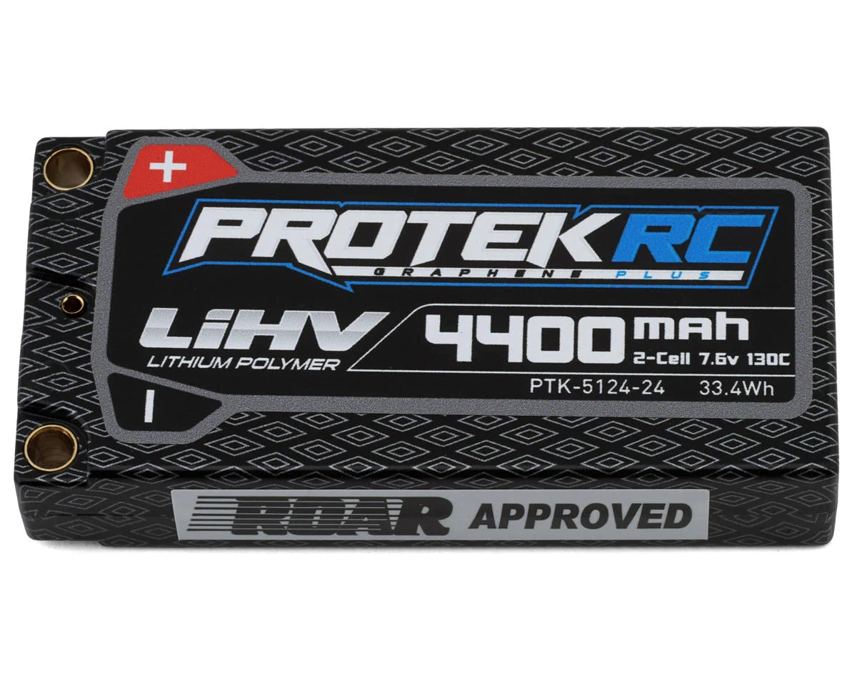 PTK-5124-24 ProTek RC 2S 130C Low IR Si-Graphene + HV ULCG Shorty LiPo Battery (7.6V/4400mAh) w/5mm Connectors (ROAR Approved)