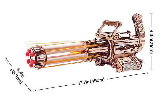 ROELQA01 ROKR Rotating-Barrel Machine Gun Toy 3D Wooden Puzzle