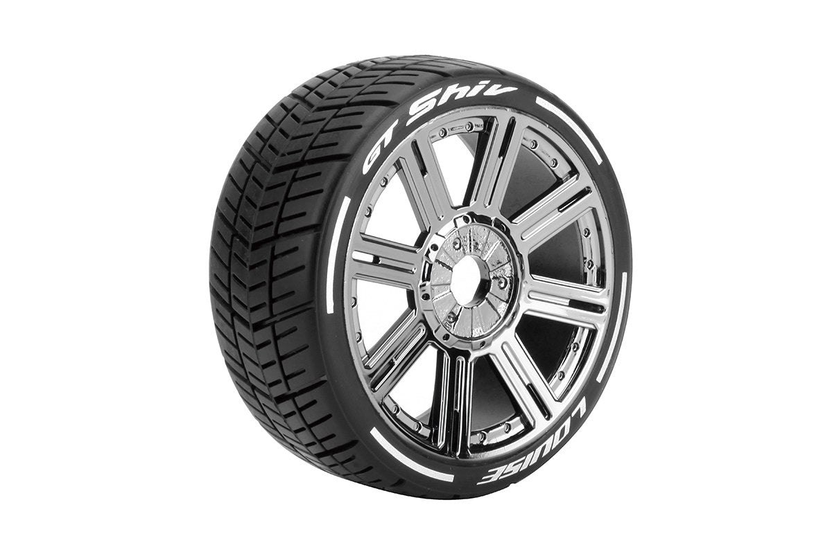 L-T3284SBC Louise Tires & Wheels 1/8 GT-SHIV Soft Spoke/Black Chrome HEX 17mm Belted (MFT) (2)