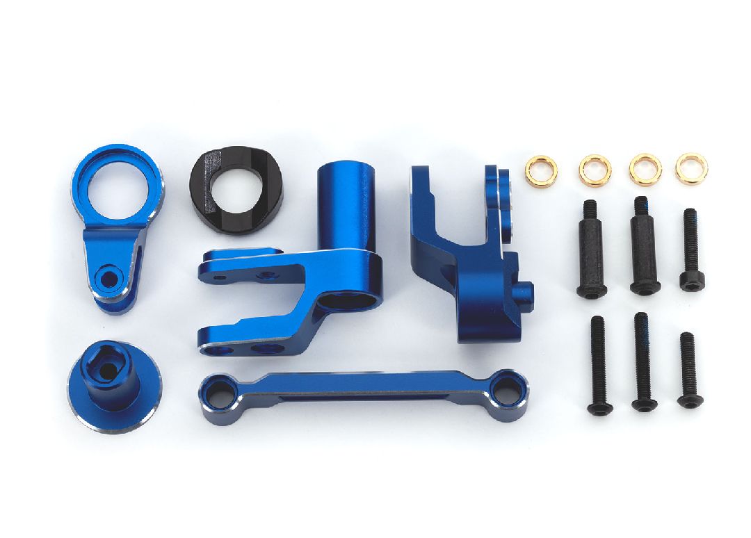 10246 Traxxas Steering bellcranks, draglink, blue-anodized aluminum