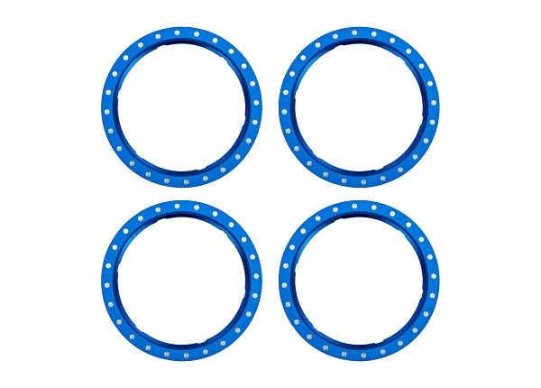10276-BLUE Anneaux Beadlock Traxxas, bleus (aluminium usiné) (4)