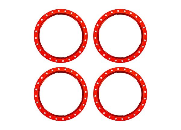 10276-RED Traxxas Beadlock rings, red (machined aluminum) (4)