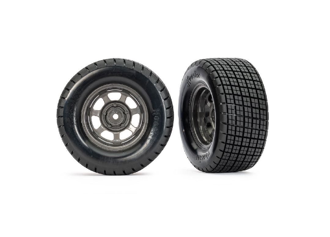 10473X Traxxas Dirt Oval Gray Front Wheels w/ Hoosier Tires (2)