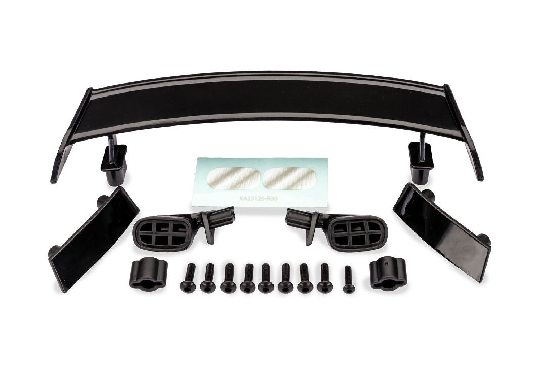 10519 Traxxas Mirrors, side, black, mirror, spoiler, bumper inserts