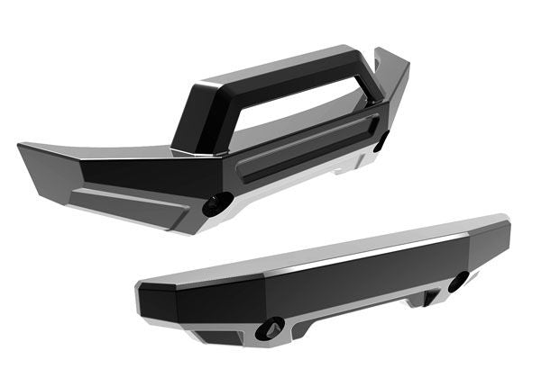 10735-BLKCR Pare-chocs Traxxas, avant (1)/arrière (1) (chrome noir) 
