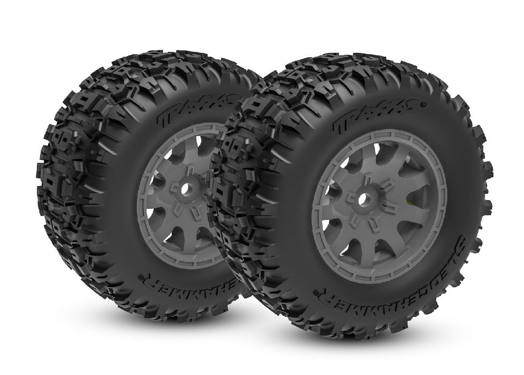 10771-GRAY Traxxas Tires & wheels, assembled (charcoal gray)(front) (2)