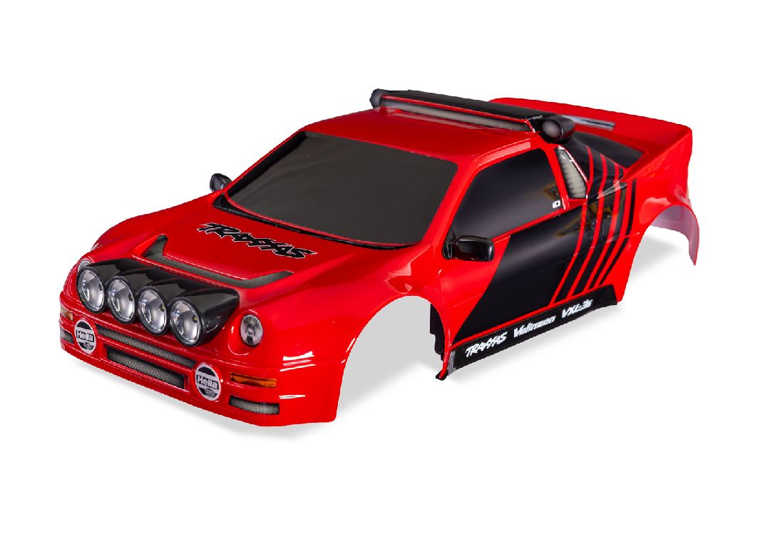 10812-RED Traxxas Body, Ford RS200, complete (Red) (decals applied)