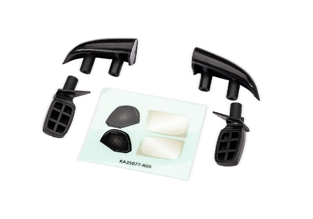10818-BLK Traxxas Black Side Mirrors and Roof Intakes (Left & Right)