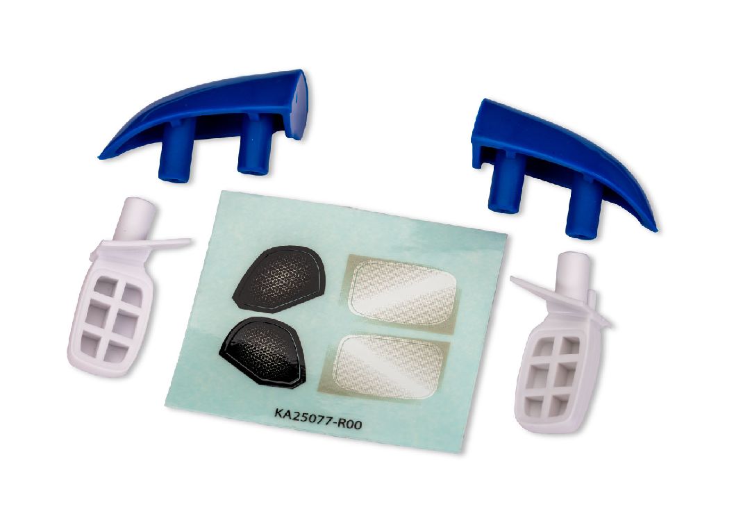 10818-BLUWHT Traxxas Side mirrors, white/roof intakes/blue (left & right)