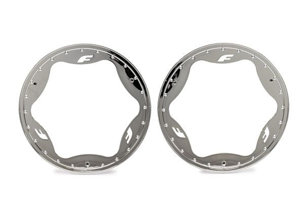 10948-CHRM Traxxas Beadlock rings, rear, chrome (4.3") (2)