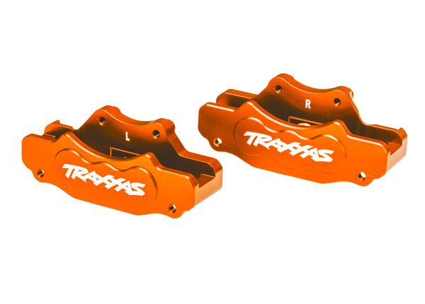 10951-ORNG Traxxas Brake calipers, front (orange 6061-T6 aluminum)