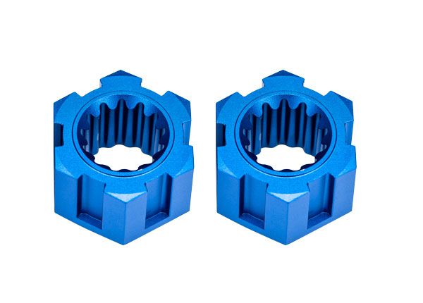 Moyeux de roue Traxxas, hexagonaux, avant (aluminium 6061-T6, bleu) 